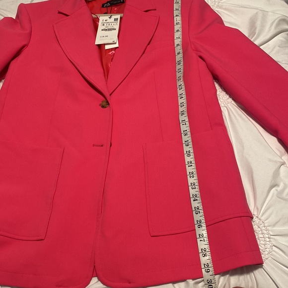 Hot Pink Zara Menswear Style Blazer with Tortoise Buttons NWT Size Small - Picture 10 of 10